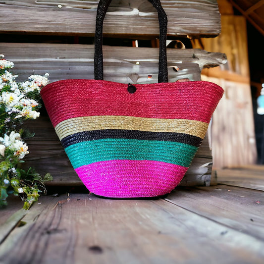 Multi Red and Black Beach Bag