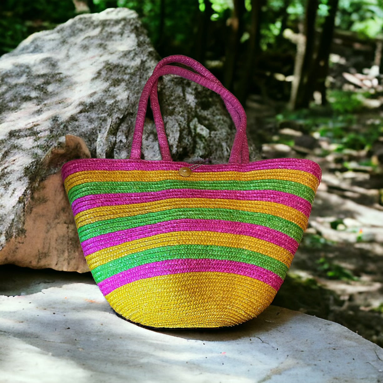 Pink and Yellow Beach Bag