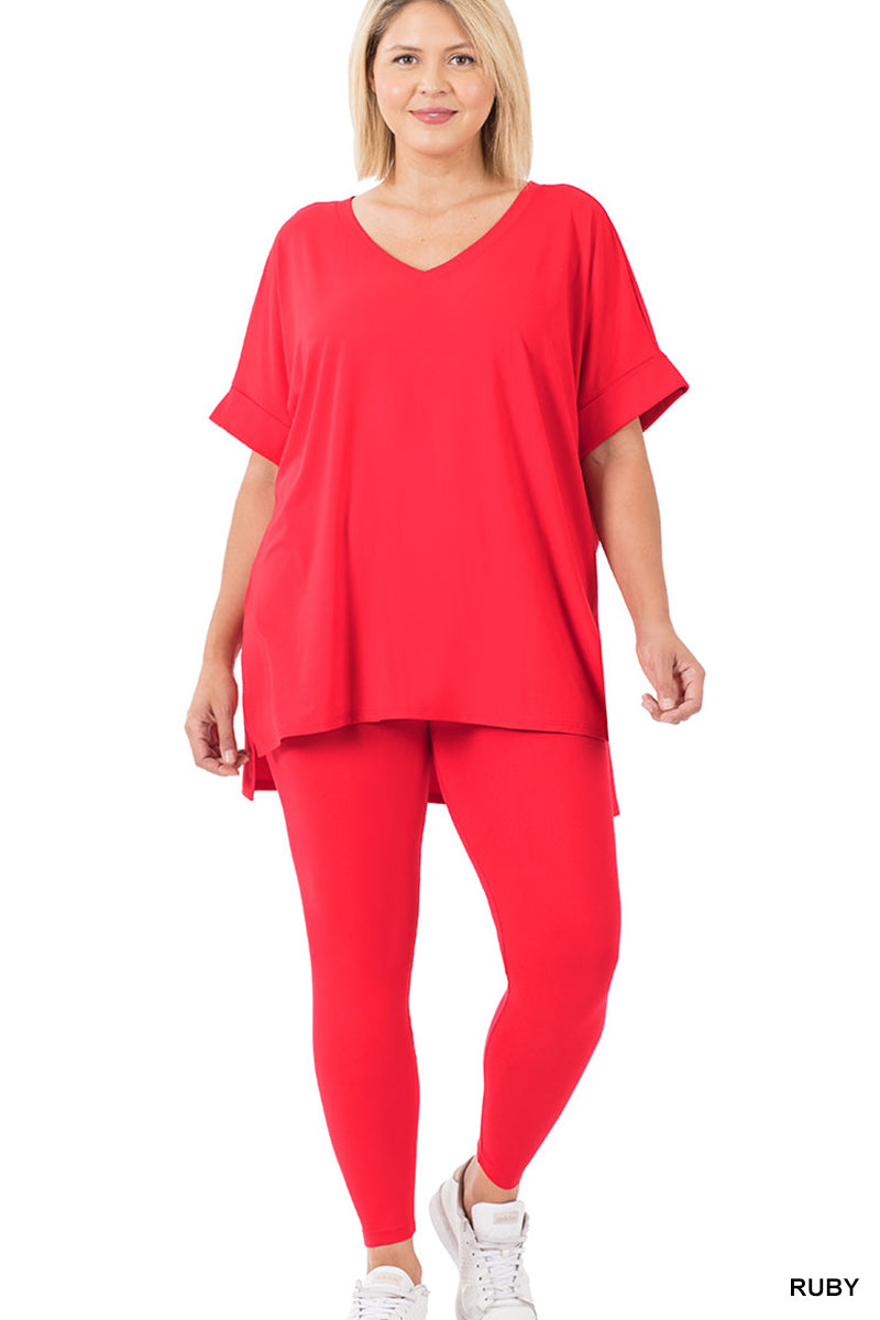 2 Piece Pants Set (Short Sleeve) Ruby