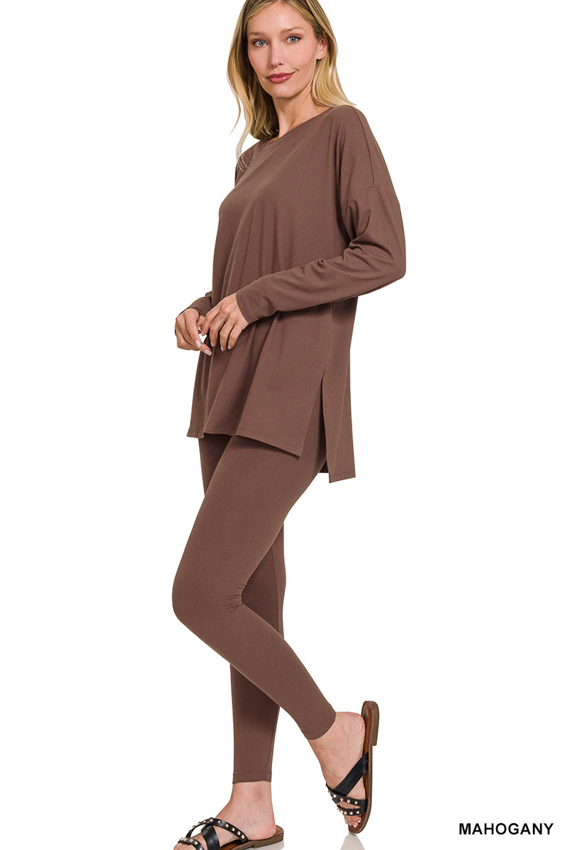 2 Piece Pants Set (Long Sleeve) Mahogony