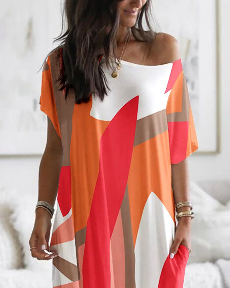 Off The Shoulder Colorblock Maxi Dress