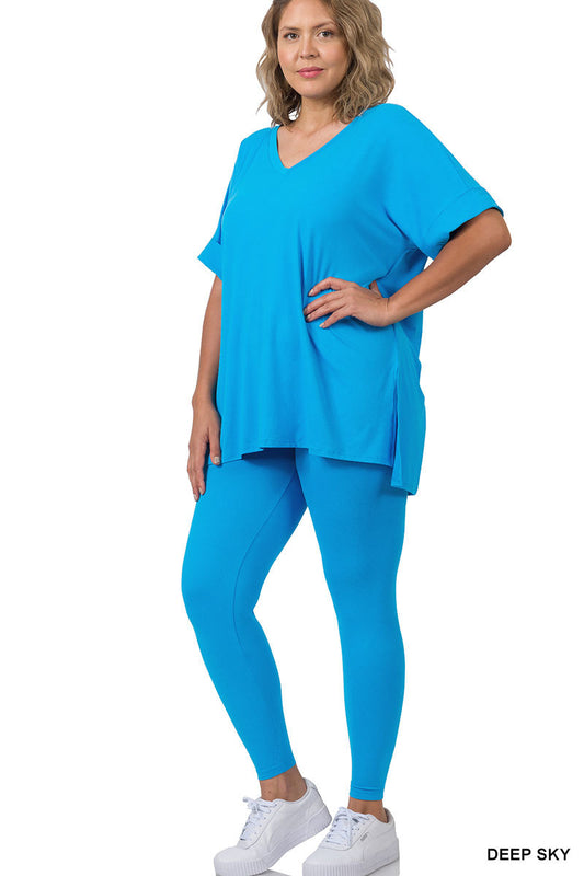 2-PC Legging Pant Set/ Deep Sky Blue