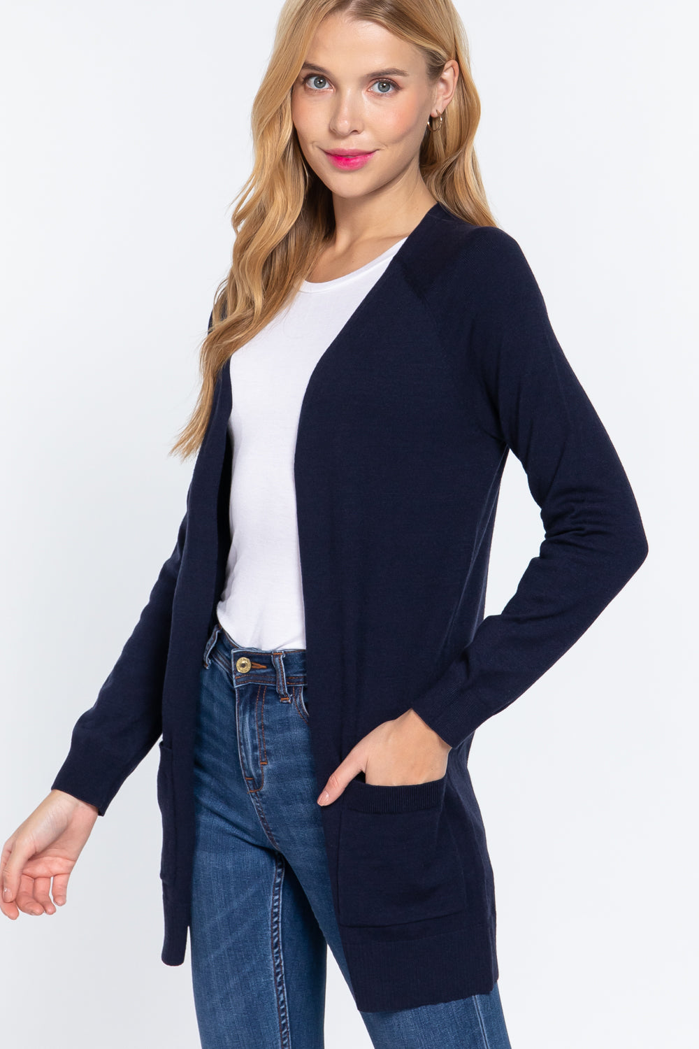 Raglan Slv Open Sweater Cardigan