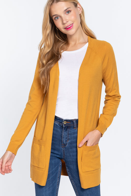 Raglan Slv Open Sweater Cardigan