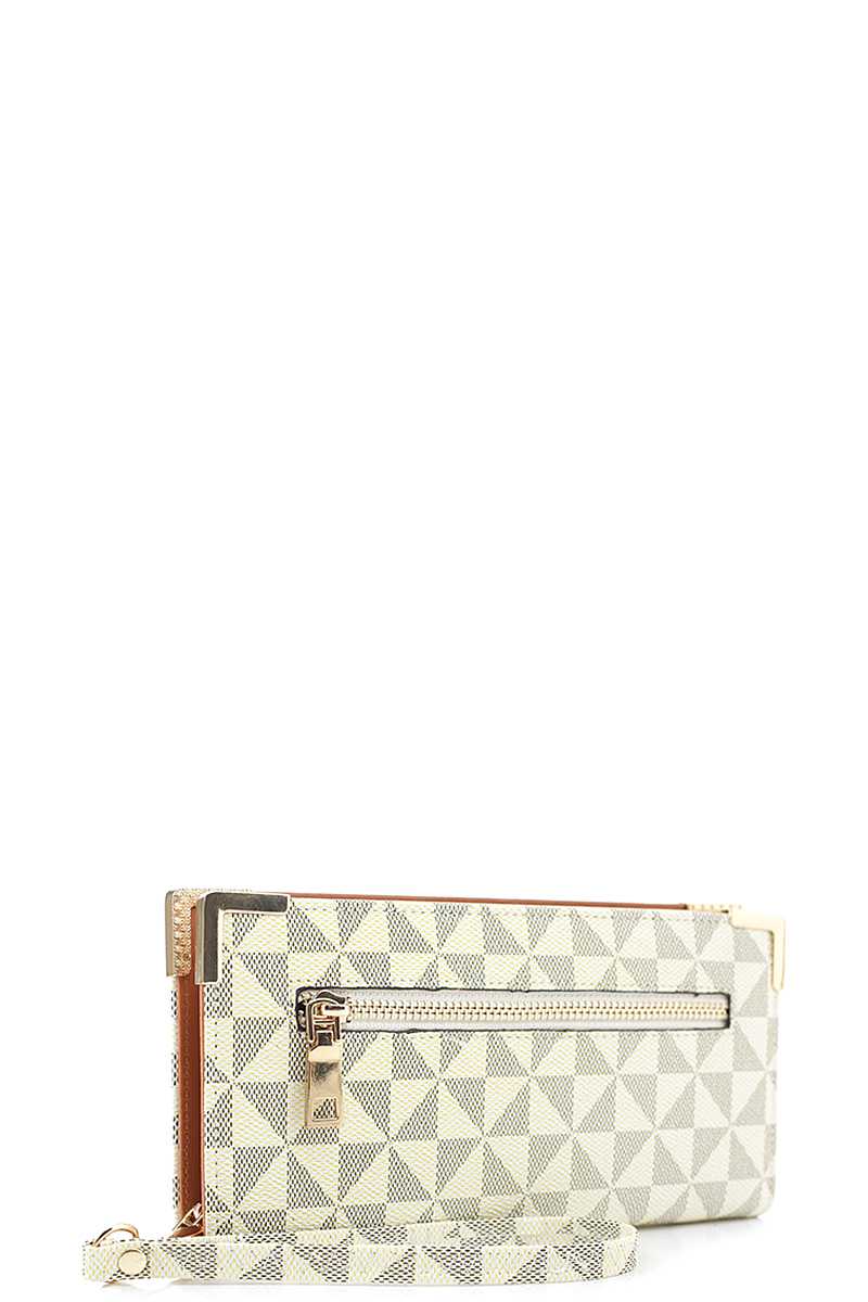 Stylish Triangle Monogram Design Zipper Hand Wallet