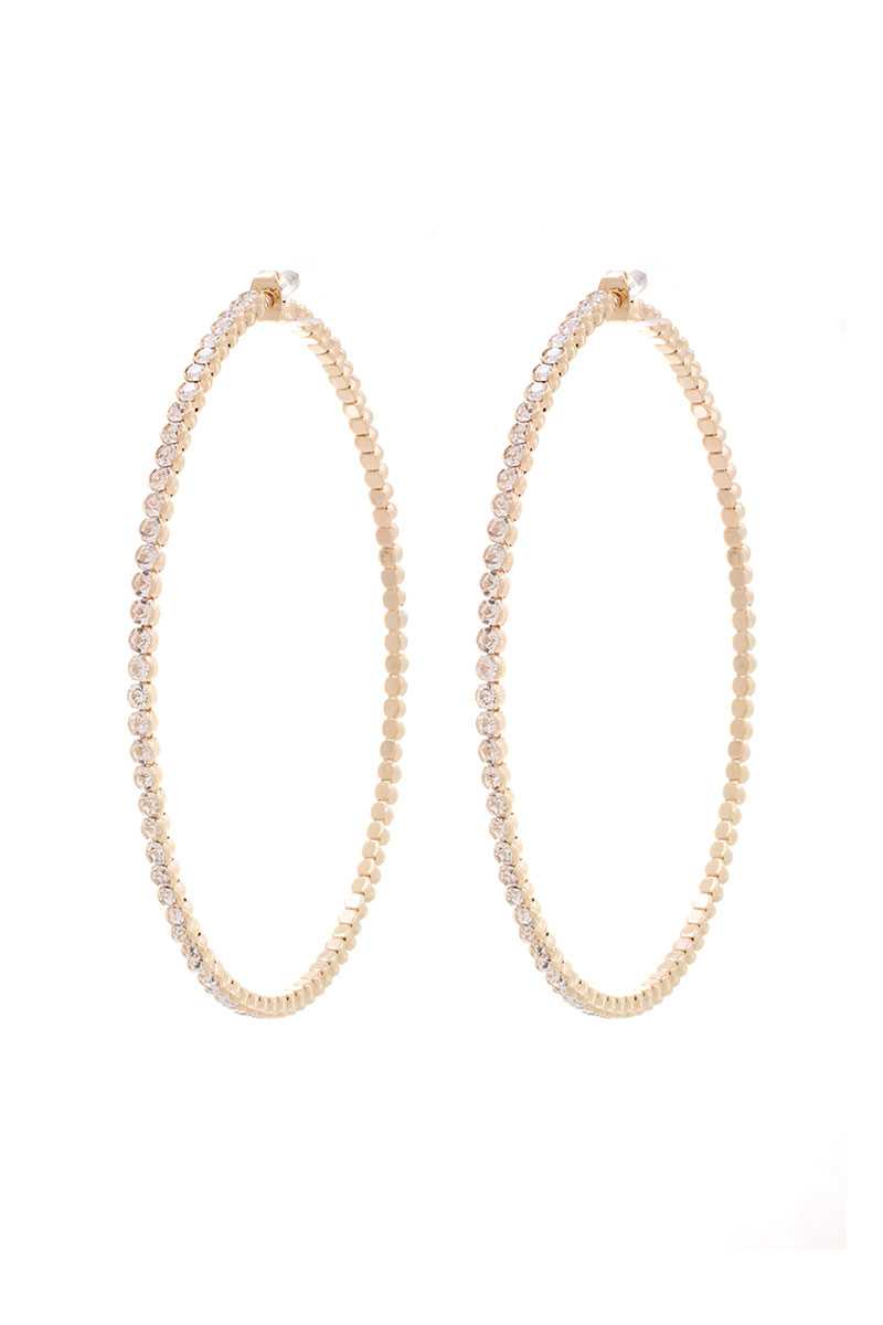 Classic Rhinestone Metal Hoop Earring