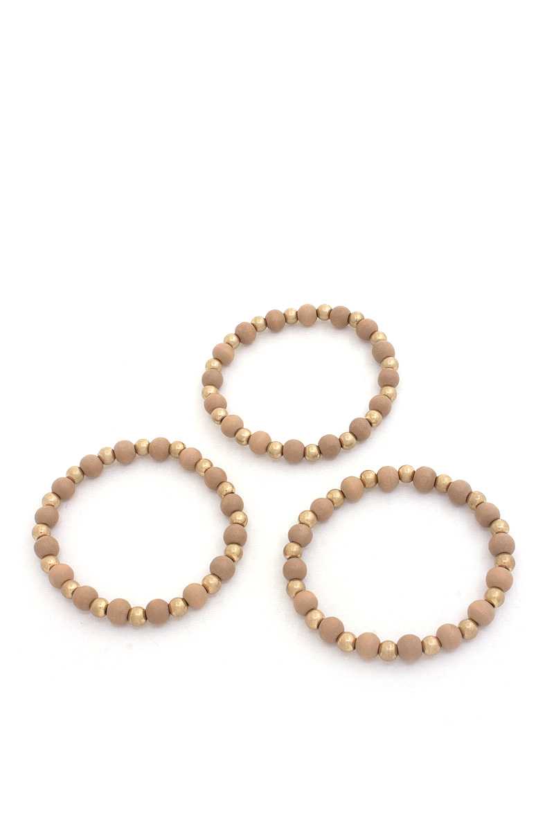 Wood Metal Brad Bracelet Set