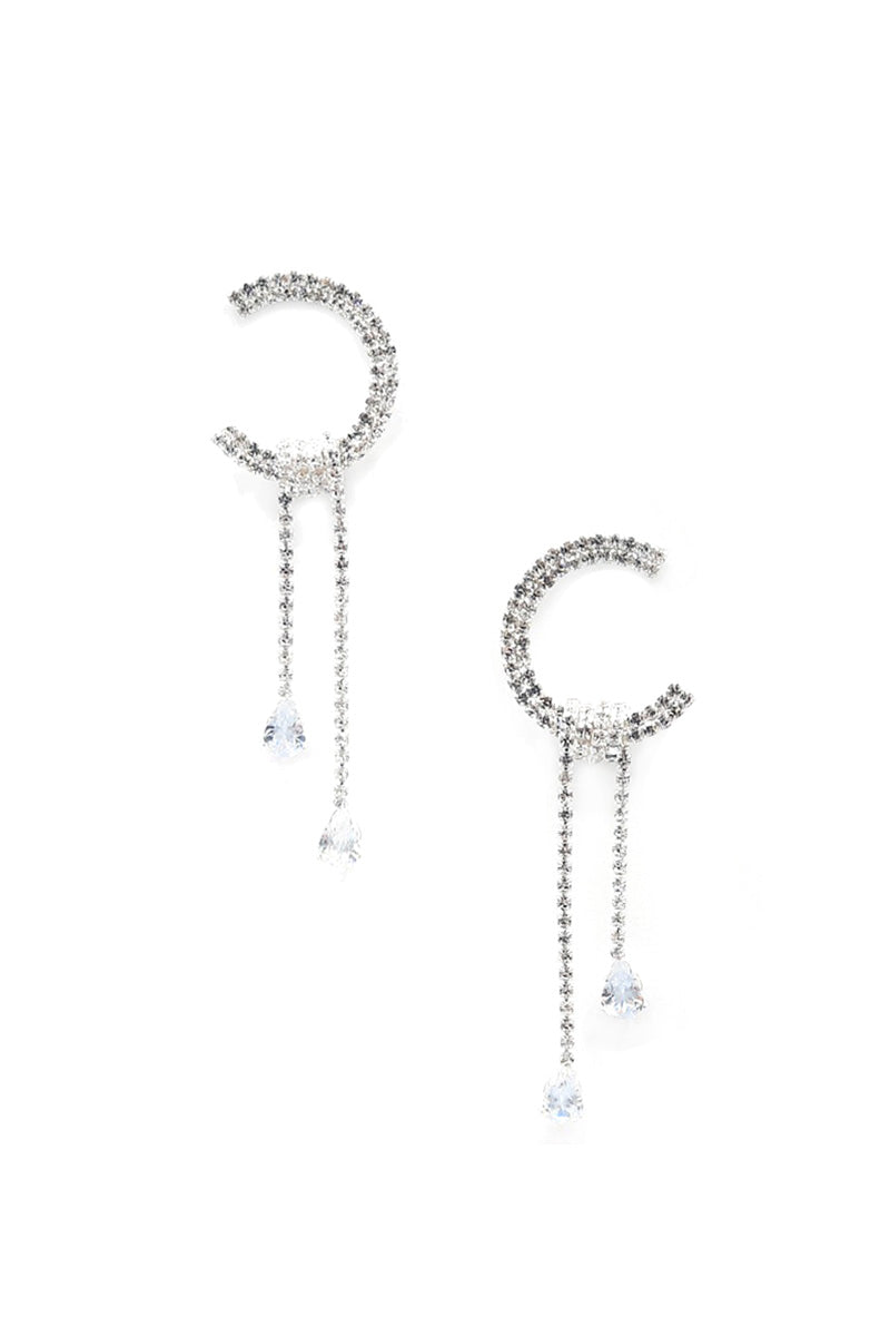 C Shape Rhinestone Dangle Earrng