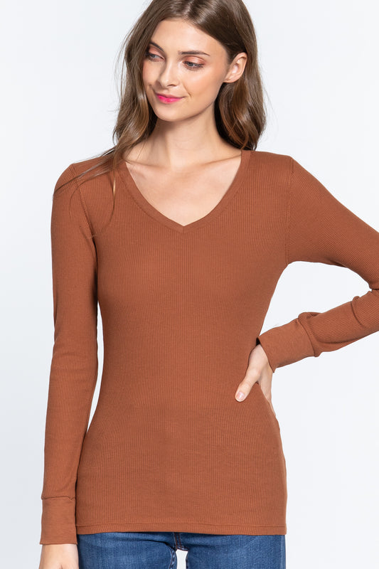 Long Slv V-neck Thermal Top