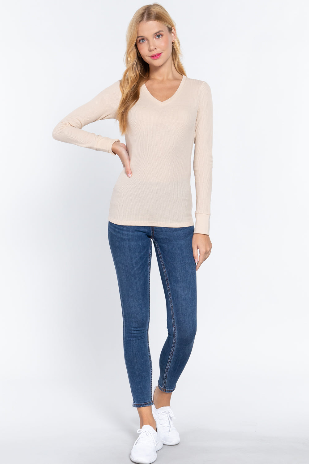 Long Slv V-neck Thermal Top