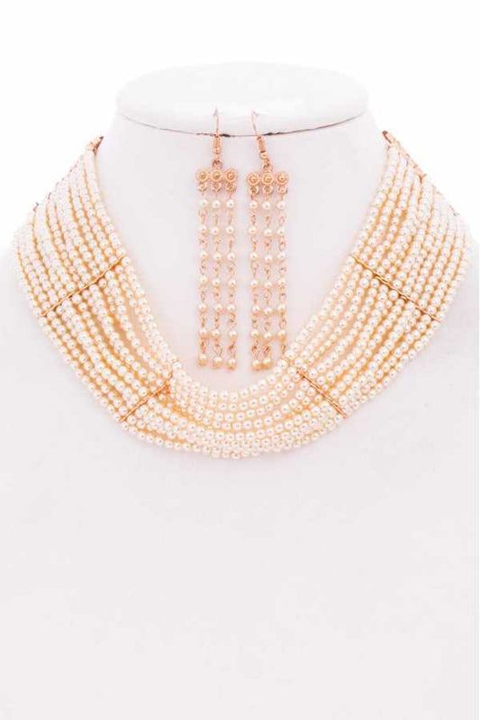 Pearl Choker And Earrings Set