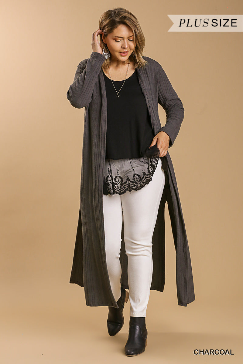 Open Front Long Body Cardigan