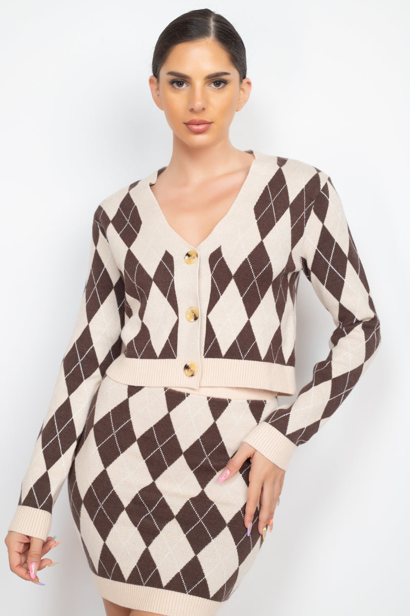 Diamond Button-front Cardigan Top