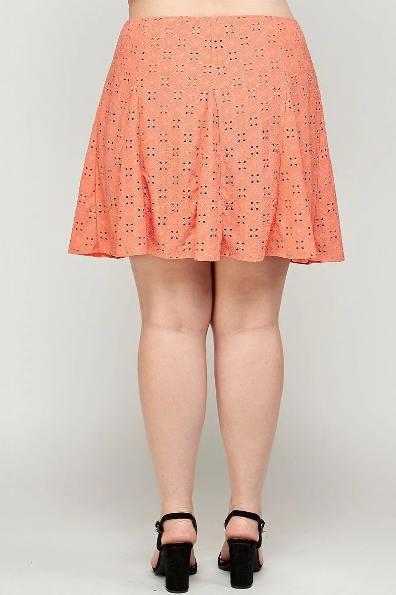 Plus Size, Knit Eyelet A-line Skirt