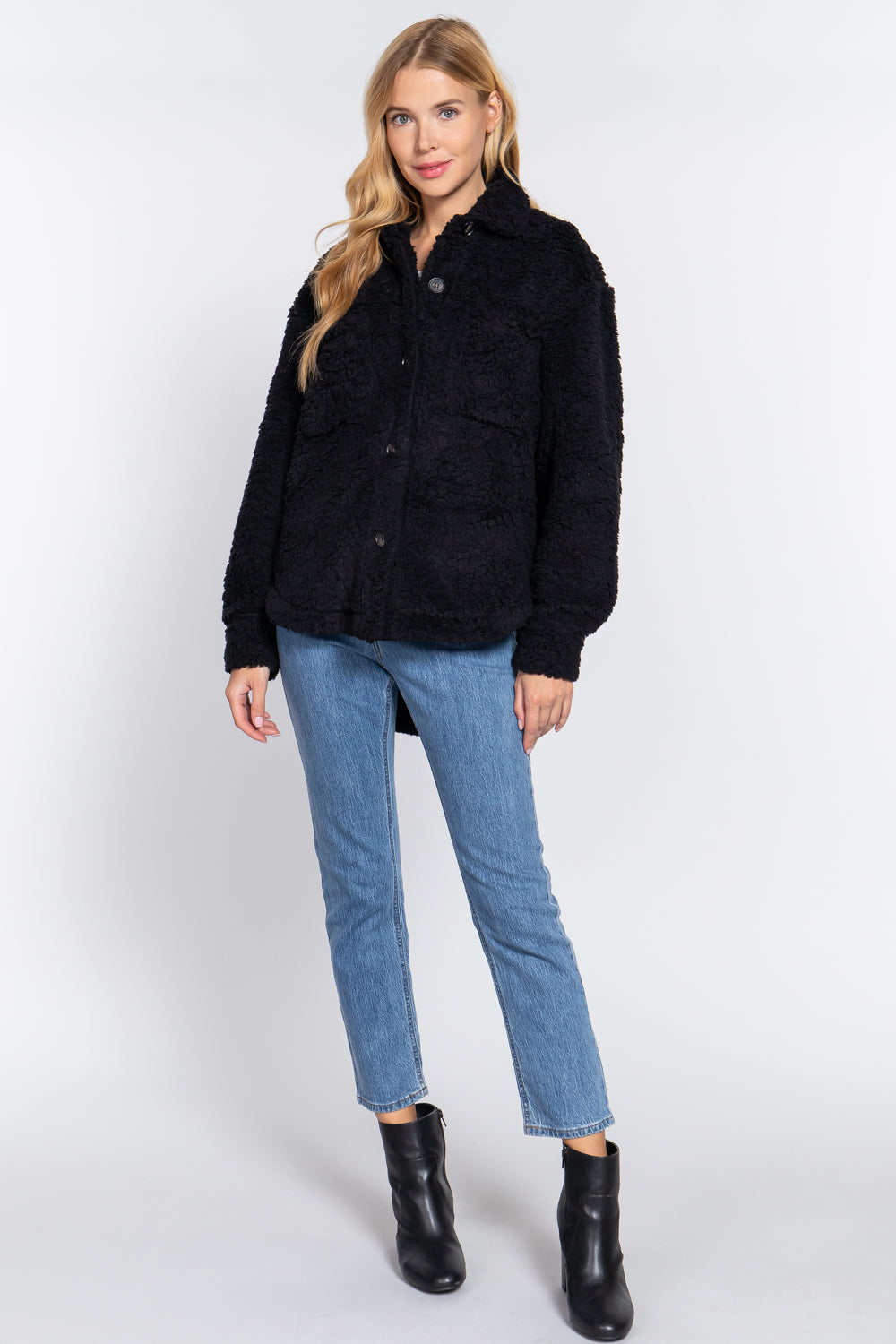 Long Slv Flap Pocket Oversize Jacket