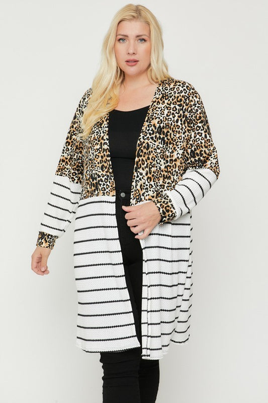 Long sleeves print-striped cardigan