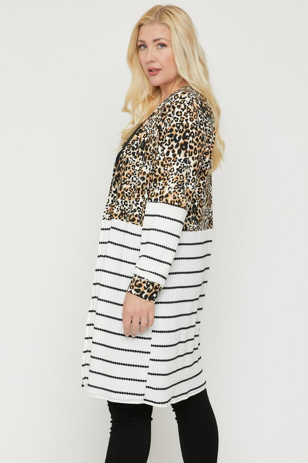 Long sleeves print-striped cardigan