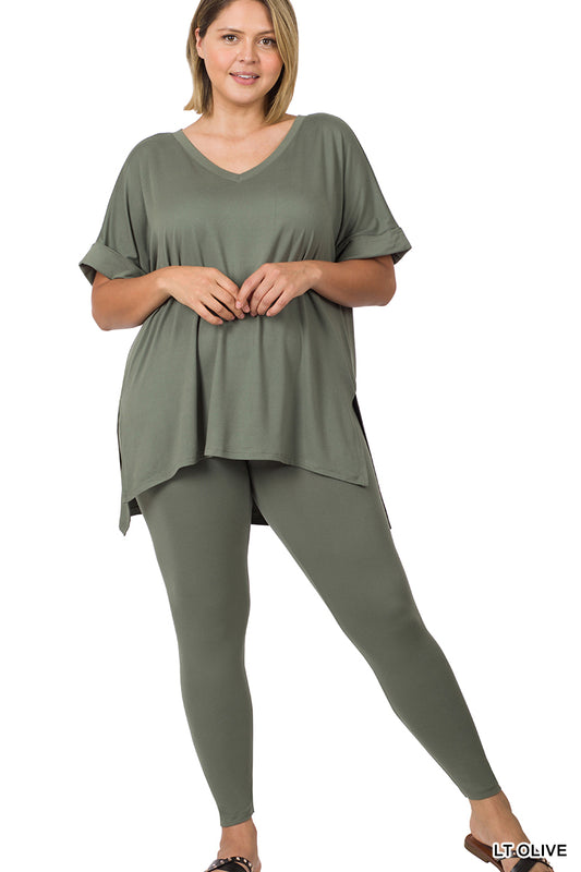 2-PC Legging Pant Set/ Olive