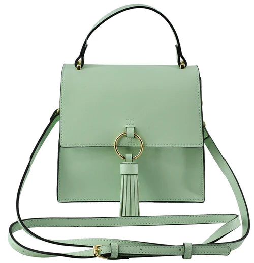 Fashion Ring Tassel Flap Crossbody Satchel Bag/Mint Green