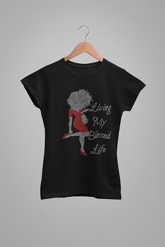 Living My Blessed Life Lady Rhinestone T-shirt