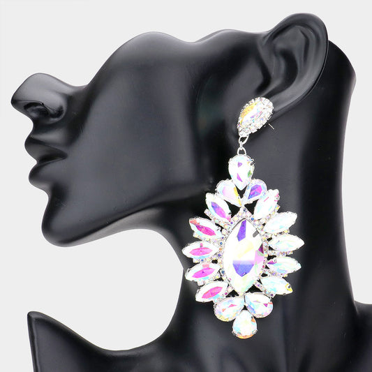 Marquise Stone Centered Evening Earrings AB