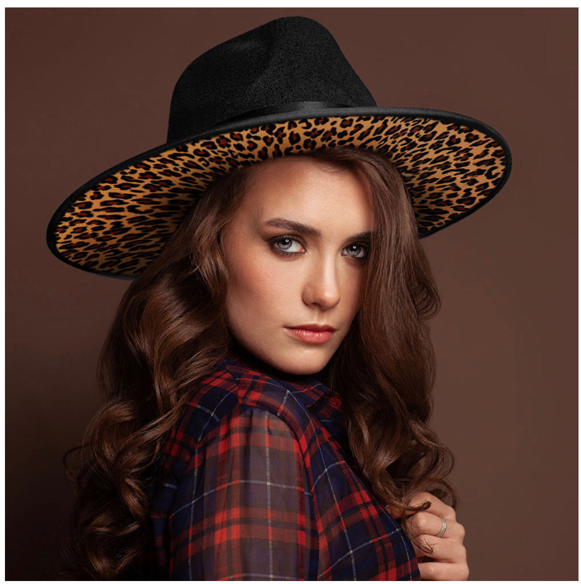 Black Animal Print Fedora