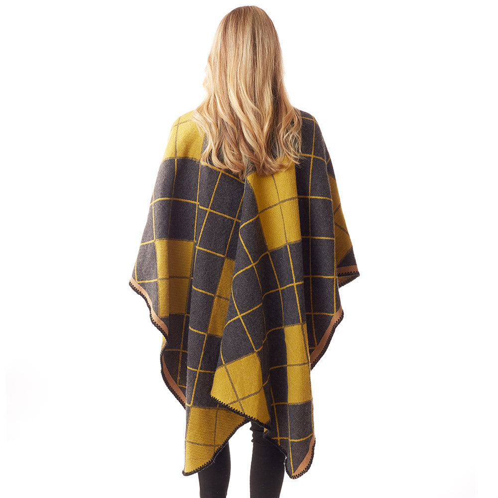 Plaid Check Patterned Poncho